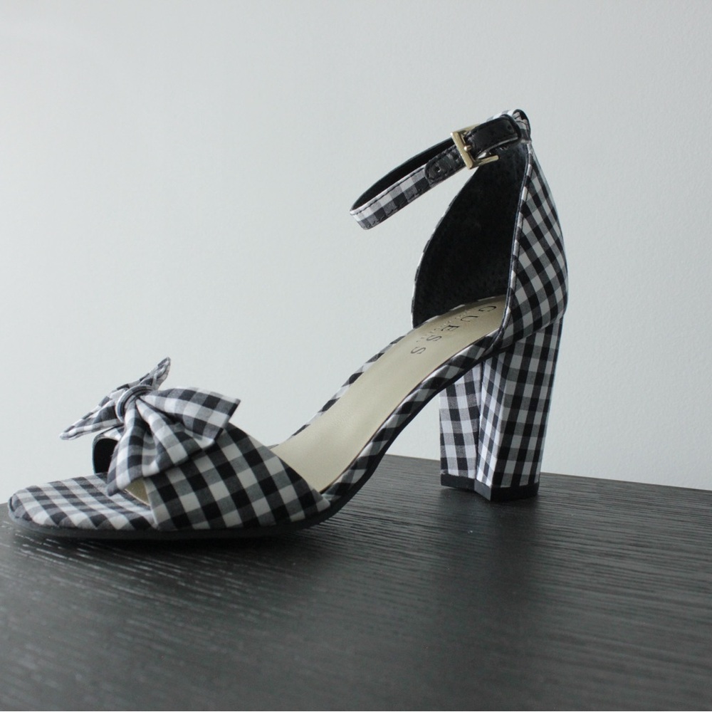 Guess Black and White Checkered Heels